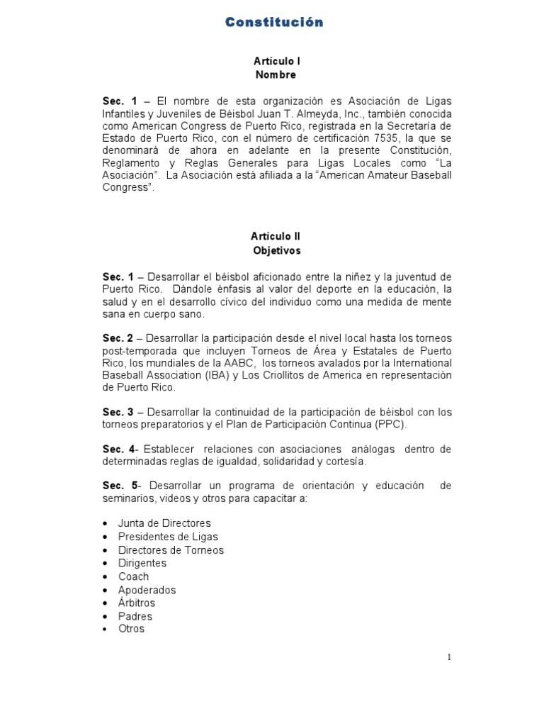 Constitucion Reglamento y Reglas Generales | PDF | Presidentes de los ...