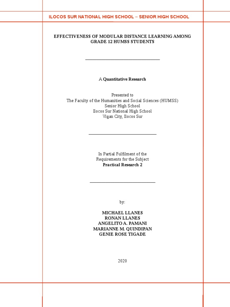 Effectiveness of Modular Learning in HUMSS | PDF | Distance Education ...
