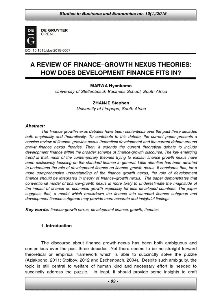 (23445416 Studies in Business and Economics) A Review of Finance