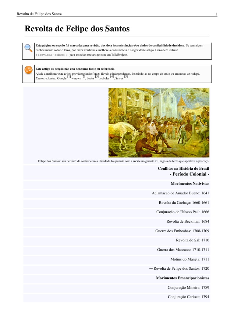 Revolta de Felipe dos Santos (1720) | PDF | Portugal | Brasil