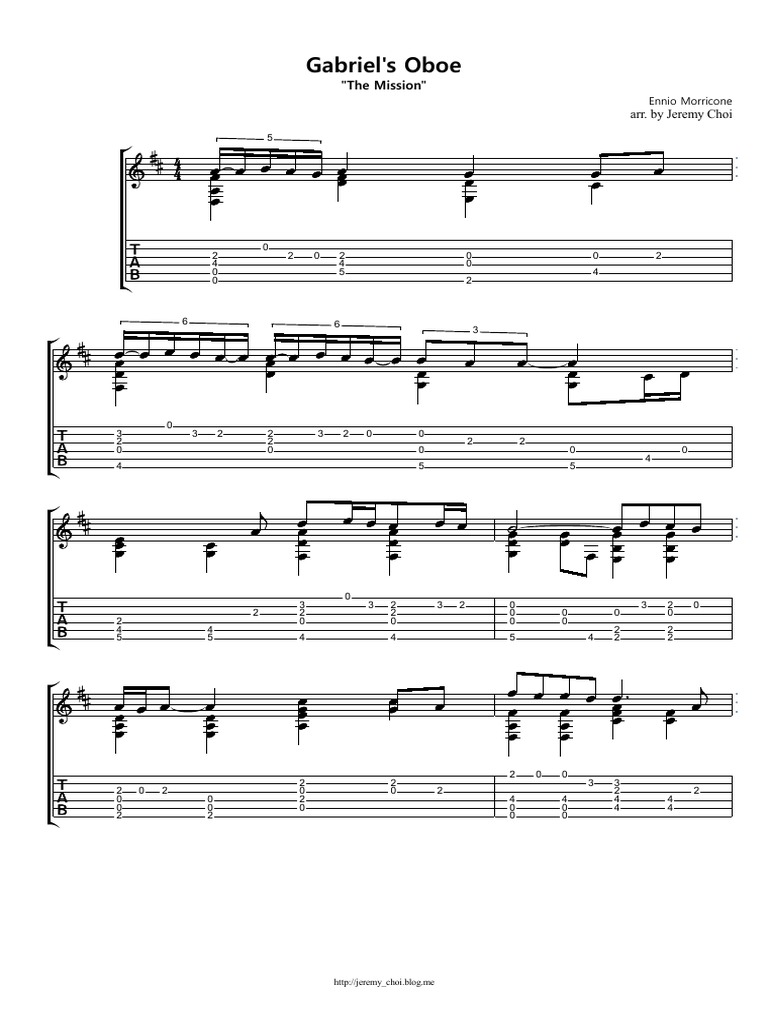 Gabriel's Oboe Tab 2 PDF Musical Compositions