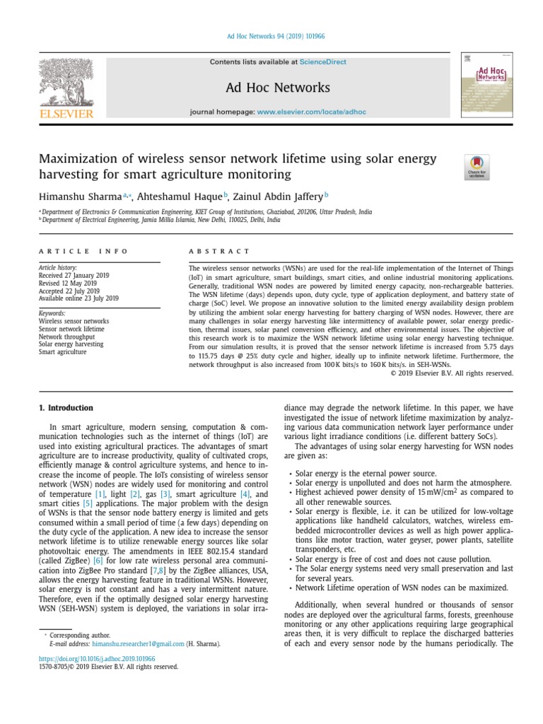 Maximization of Wireless Sensor Network Lifetime Using Solar Energy ...