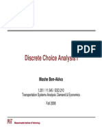 Discrete Choice Analysis I: Moshe Ben-Akiva
