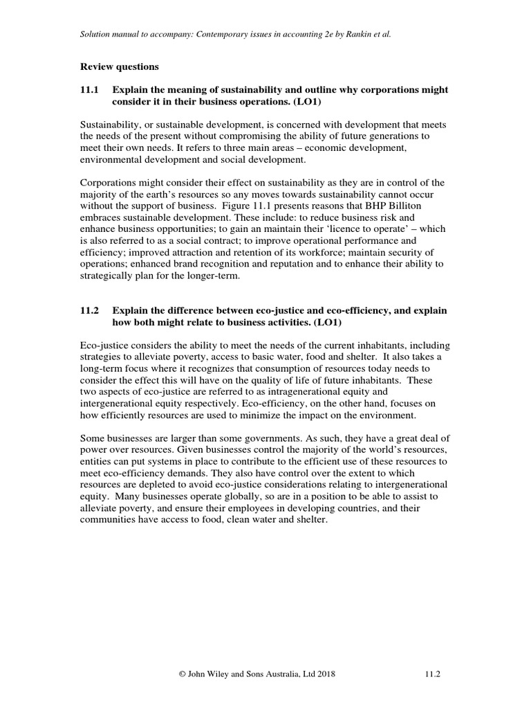 Solution Manual To Contemporary Issues in Accounting 2e by