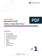 Newbie S1 #1 Hello. How Are You?: Lesson Notes