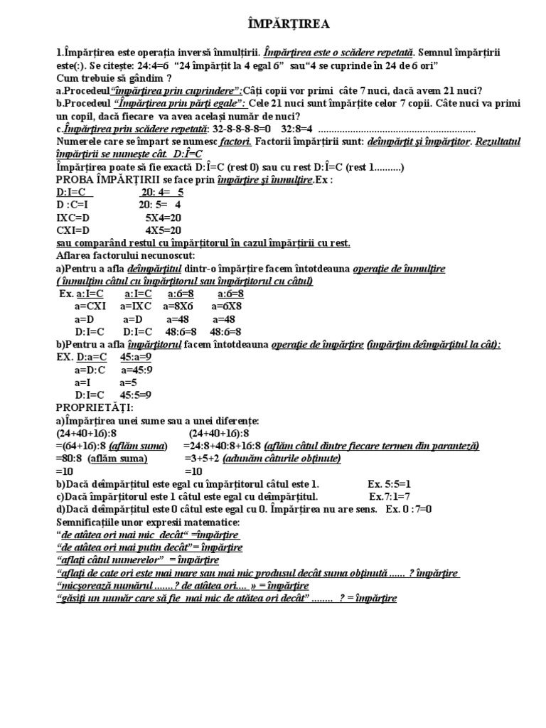 5 Teorie Impartire | PDF