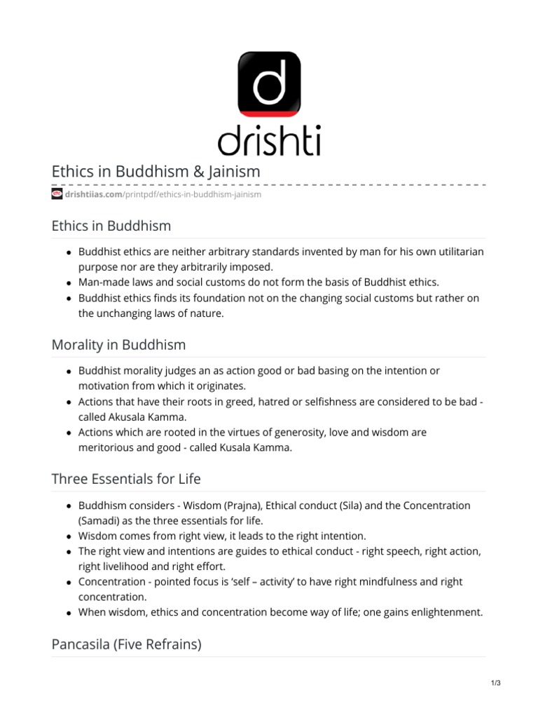 Ethics in Buddhism Jainism | PDF | Noble Eightfold Path | Indian Religions