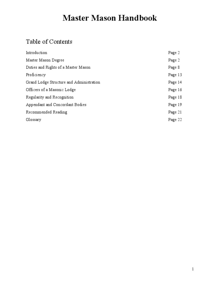 Master Mason Handbook Overview | PDF