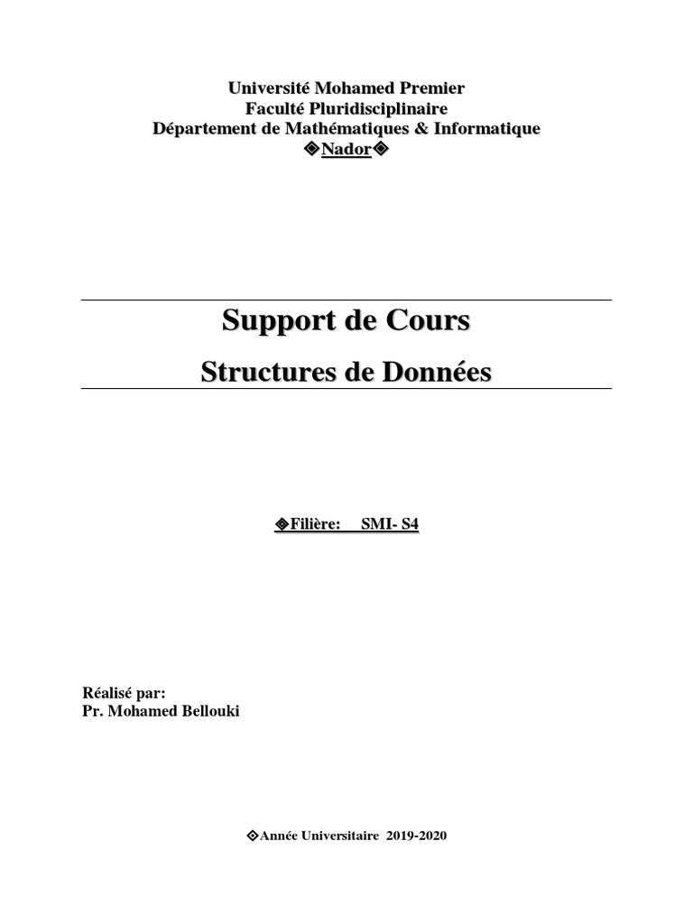 Cours sur Algorithmes et Structures de Données | PDF | Pointeur ...
