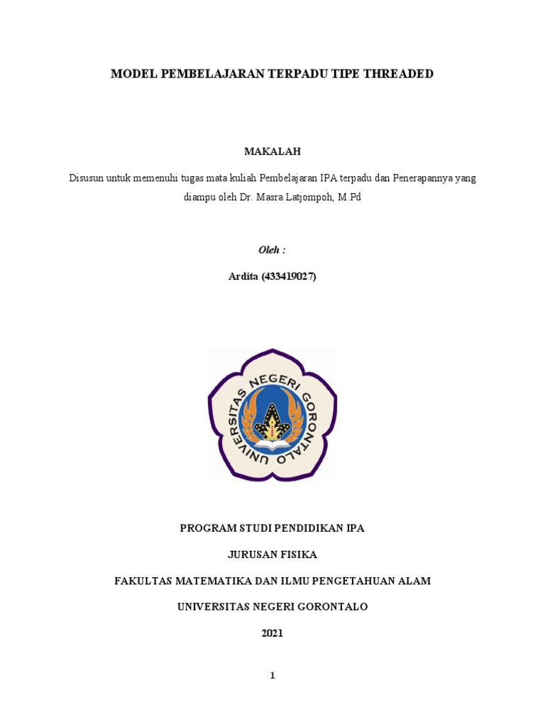 Model Pembelajaran Terpadu Threaded | PDF | Karier & Perkembangan ...