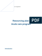 Resourcing Plan: Acute Care Program: Advanced Health Service Management