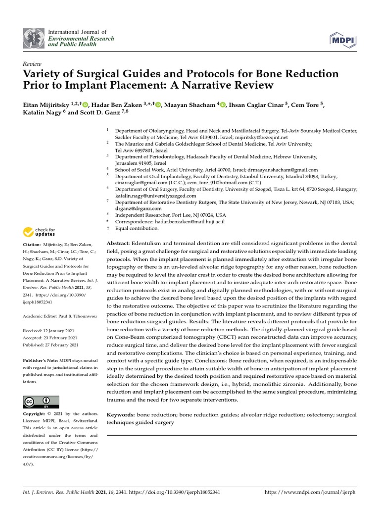Variety of Surgical Guides and Protocols For Bone Reduction Prior To