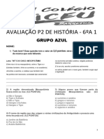 Avaliação p2 de História - 6ºa1 - Azul