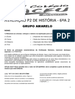 AVALIAÇÃO P2 DE HISTÓRIA - 6ºA2 - AMARELO