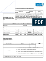 Summer Training Evaluation Form (2 Weeks Report) : The Following Section Should Be Filled in by The Training Supervisor