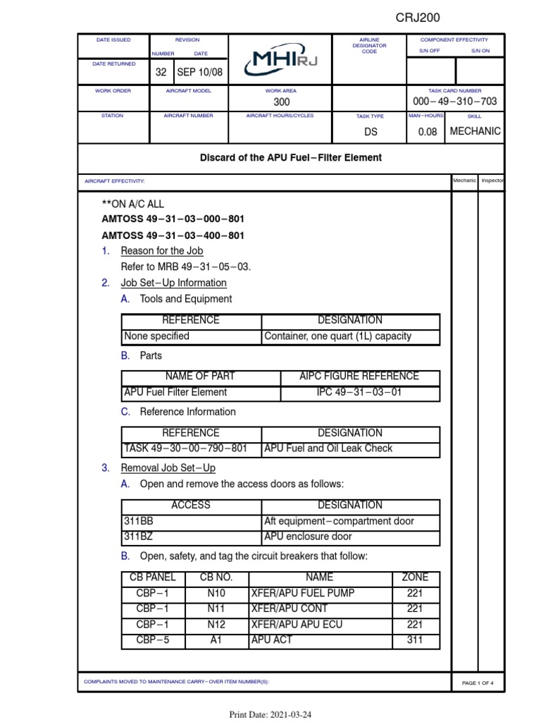 APU Fuel Filter Element Guide | PDF | Mechanical Engineering ...