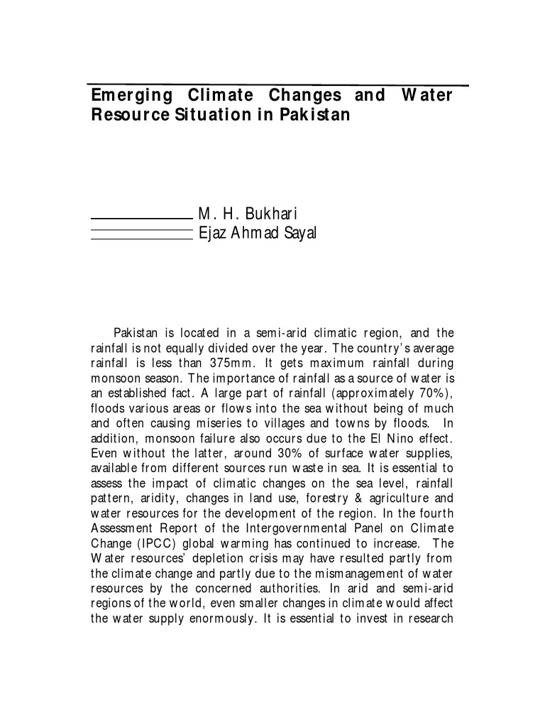 Climate Change Impact on Pakistan's Water Resources | PDF | Climate ...