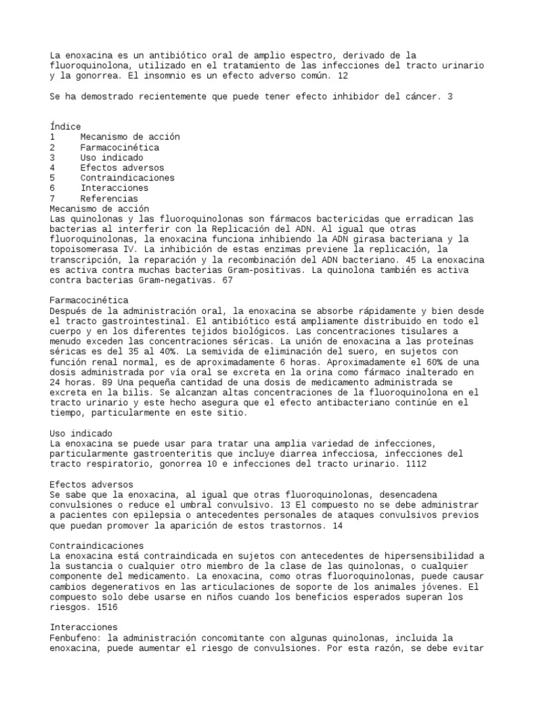 Enoxacina PDF Farmacología Tratamientos médicos