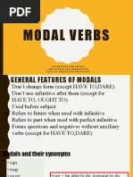 Modal Verbs: Suggestion and Advice Obligation and Prohibition Lack of Obligation/Necessity