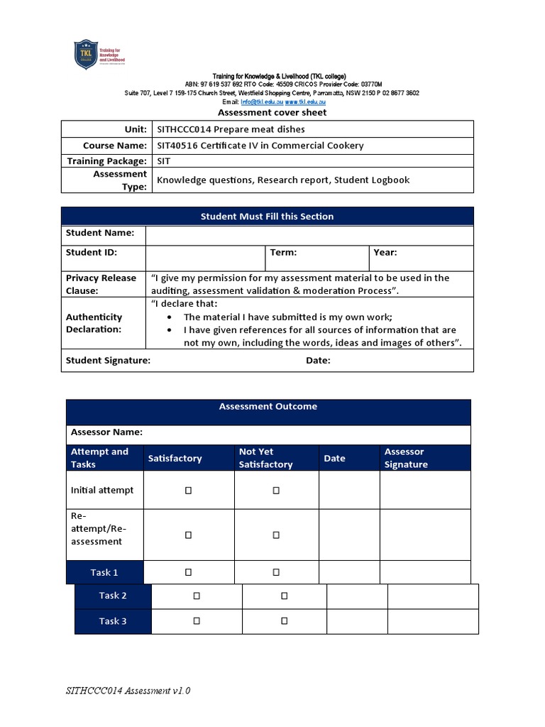 SITHCCC014 Meat Dishes Assessment Guide | PDF | Offal | Foods