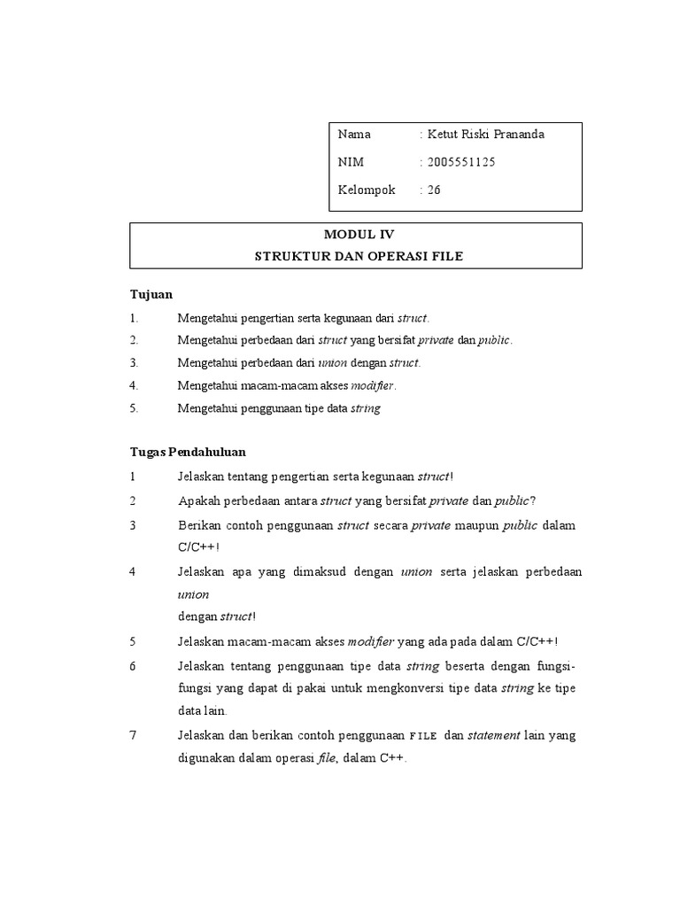 Pengertian dan Kegunaan Struct C/C++ | PDF