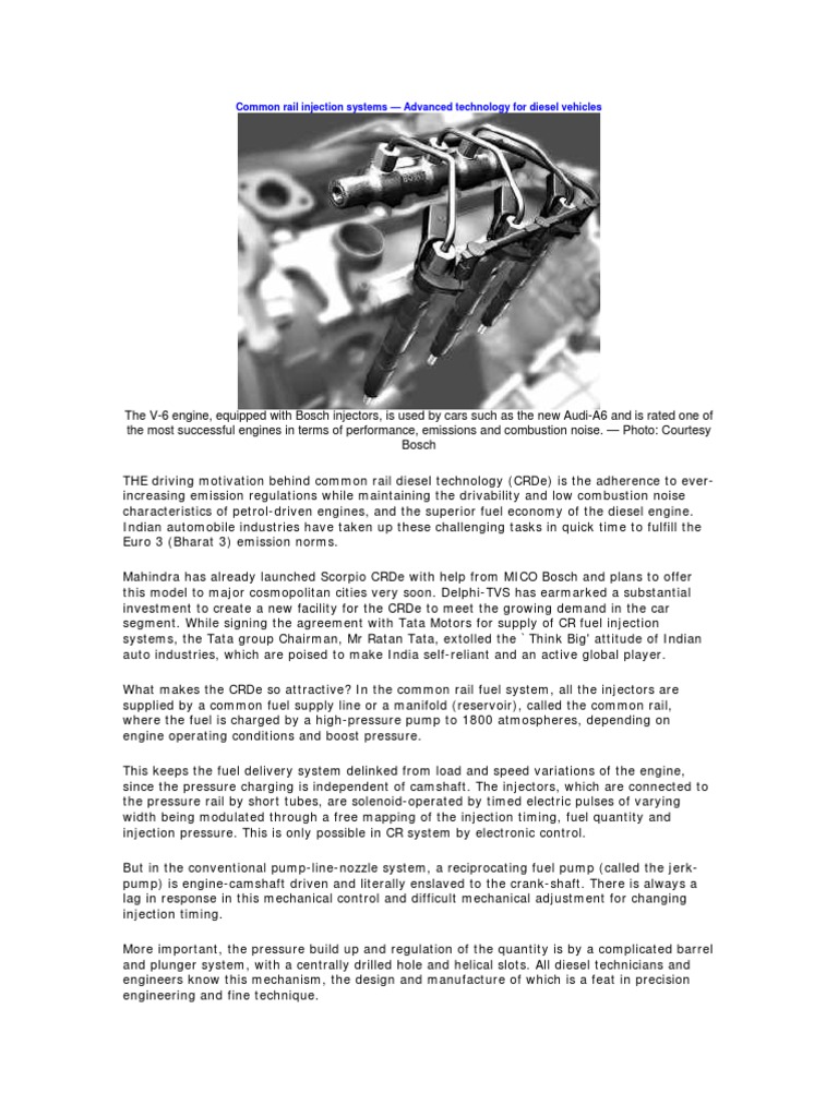 CRDE Technology Common Rail Injection Systems PDF Fuel Injection 