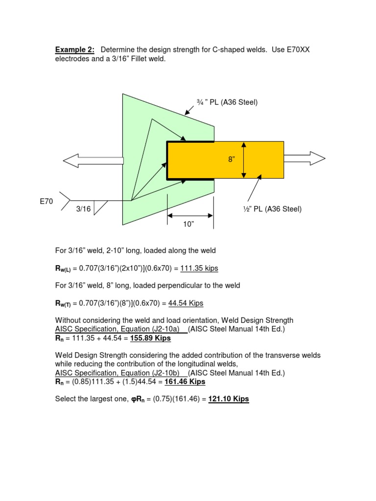 E70XX Weld Strength Calculation Example | PDF