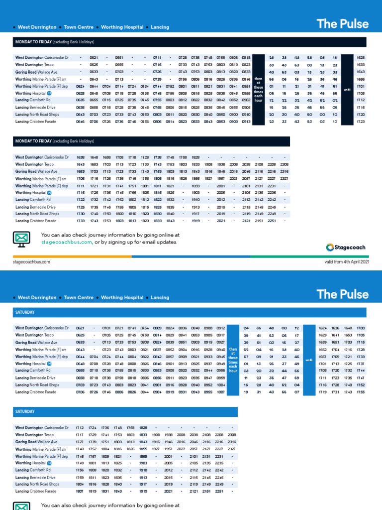 Worthing Pulse Bus Timetable 2021 | PDF | Business