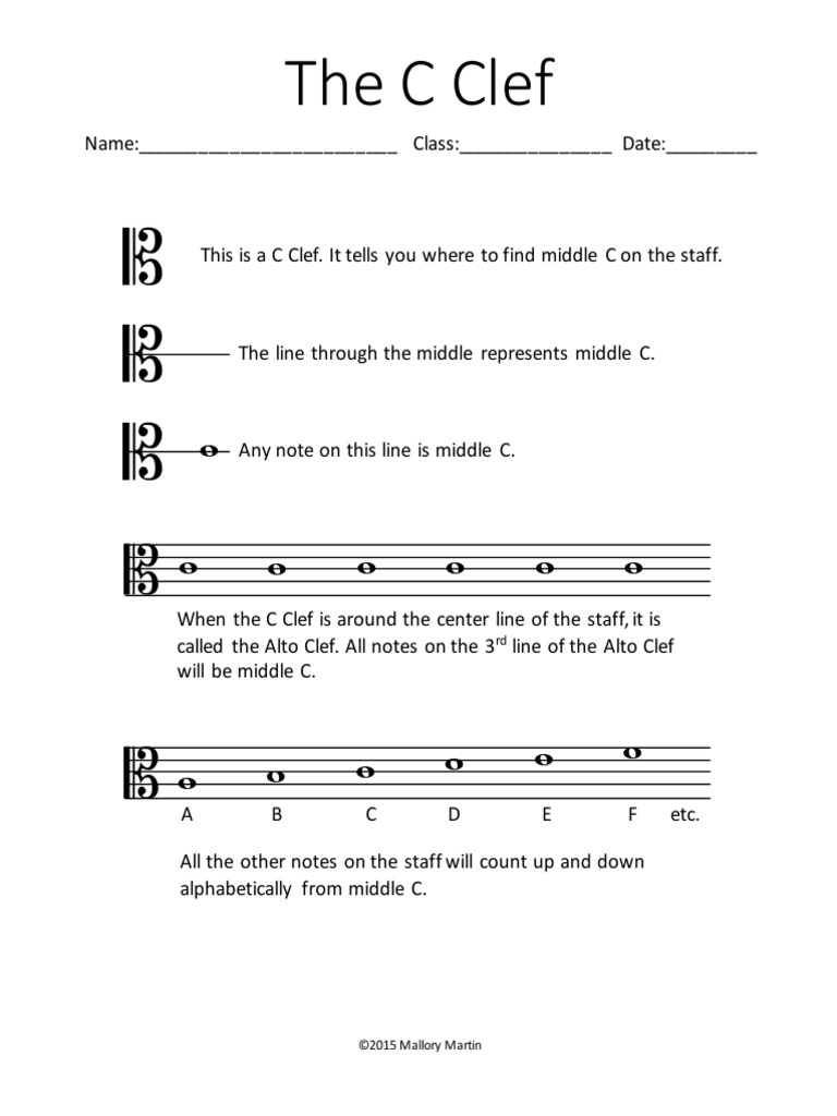 Understanding the C Clef and Alto Clef | PDF | Pitch (Music) | Musical ...