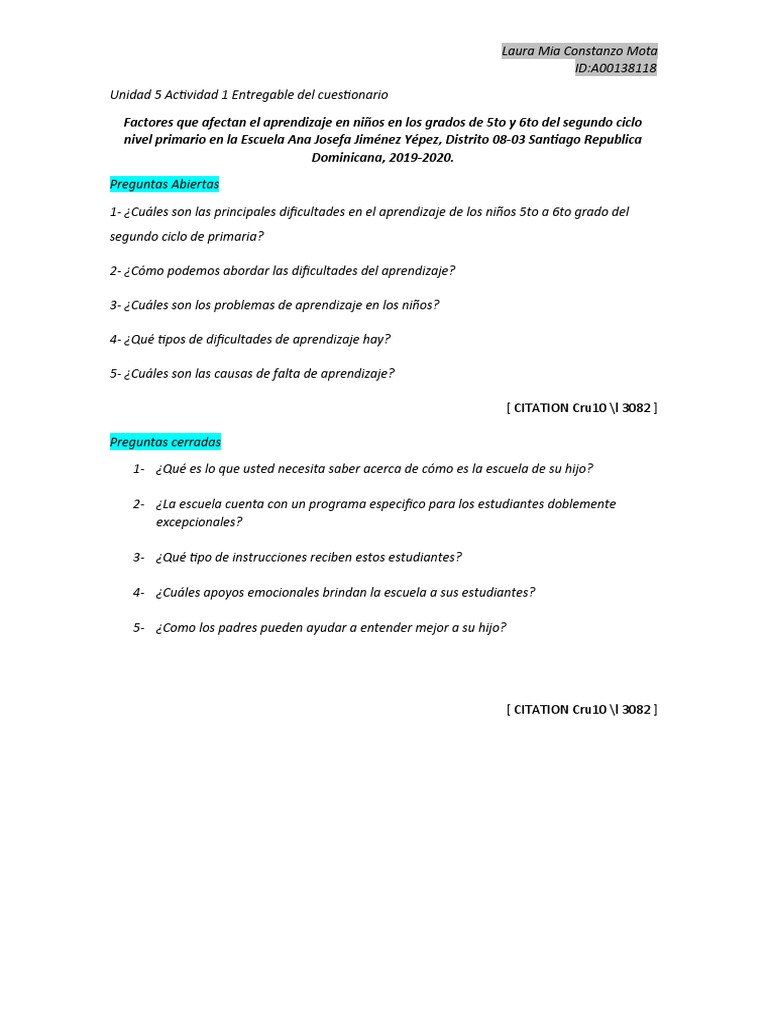 Unidad 5 Actividad 1 | PDF