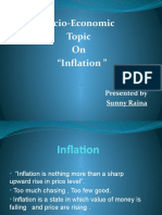 Socio-Economic Topic On "Inflation ": Presented by Sunny Raina