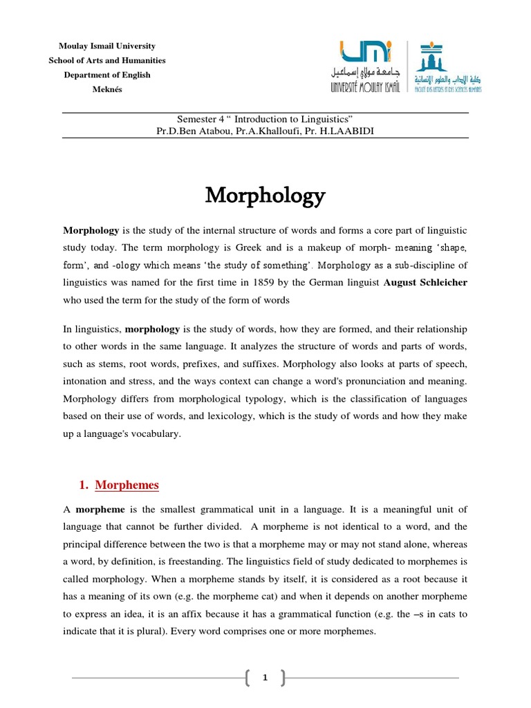 Simple Morphology Terms | PDF | Morphology (Linguistics) | Word