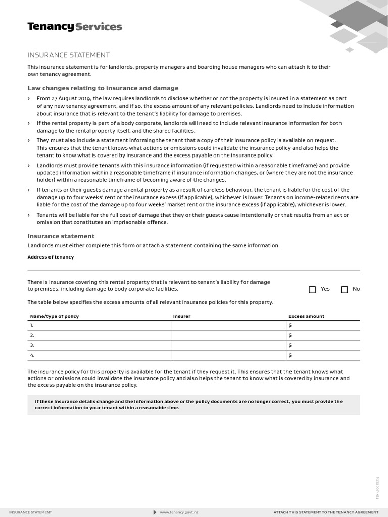 Insurance Statement | Download Free PDF | Leasehold Estate | Landlord