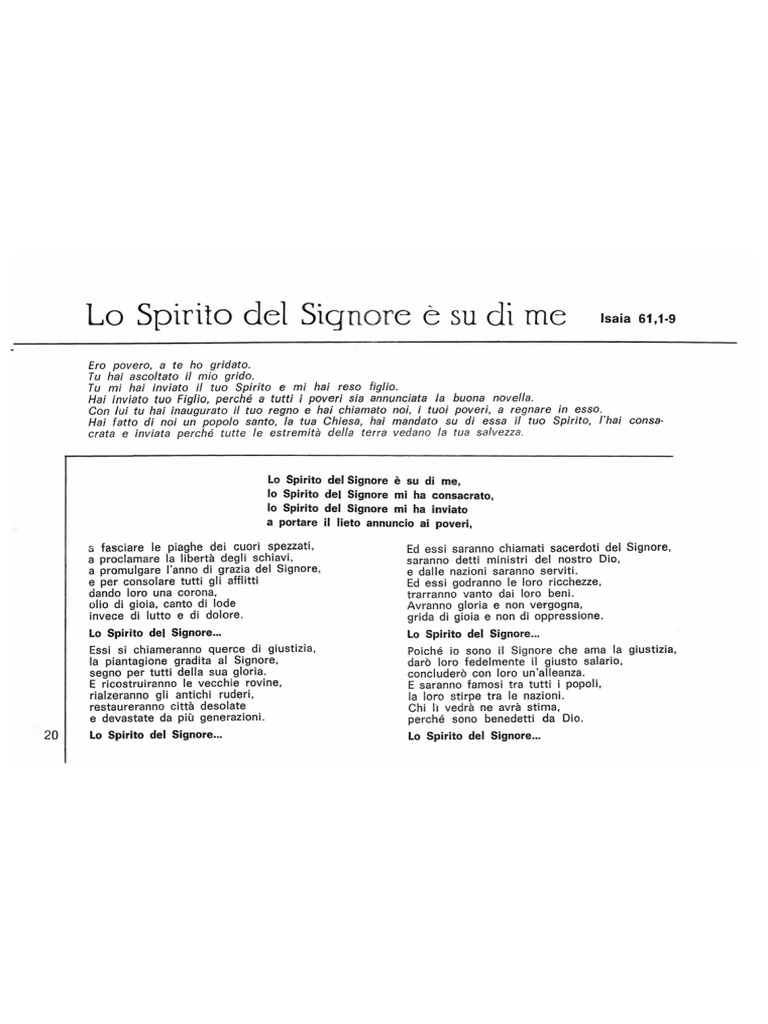 Lo Spirito Del Signore è Su Di Me Vangelo Lo Spirito Del Signore È Su Di Me | PDF