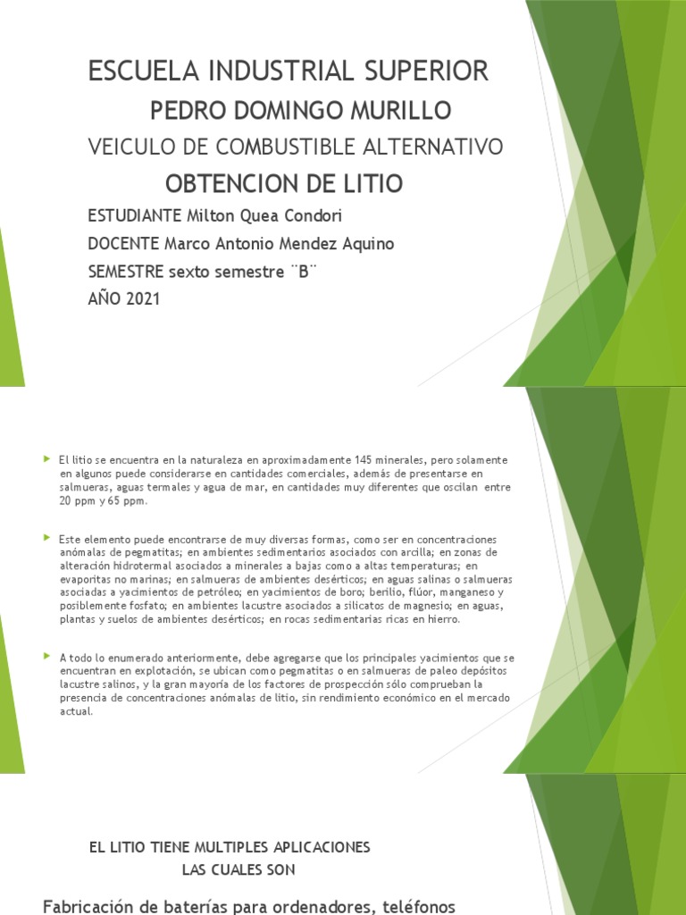 Obtención y Usos del Litio en Combustibles Alternativos | PDF | Energía ...