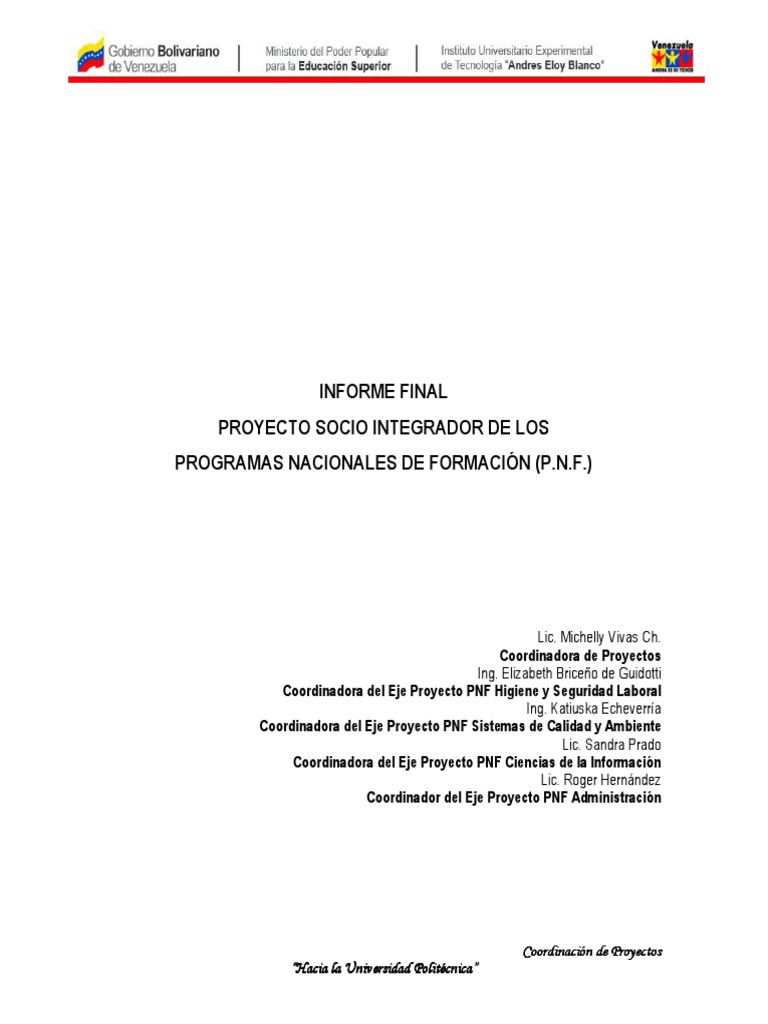 Manual de Informe Final Proyecto | PDF | Planificación | Teoría