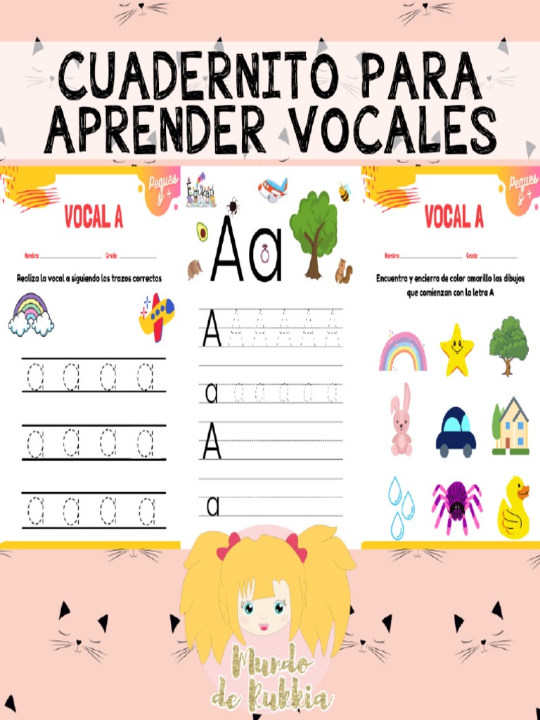 Cuadernito para Aprender Vocales Recopilado Por Mundo de Rukkia | PDF