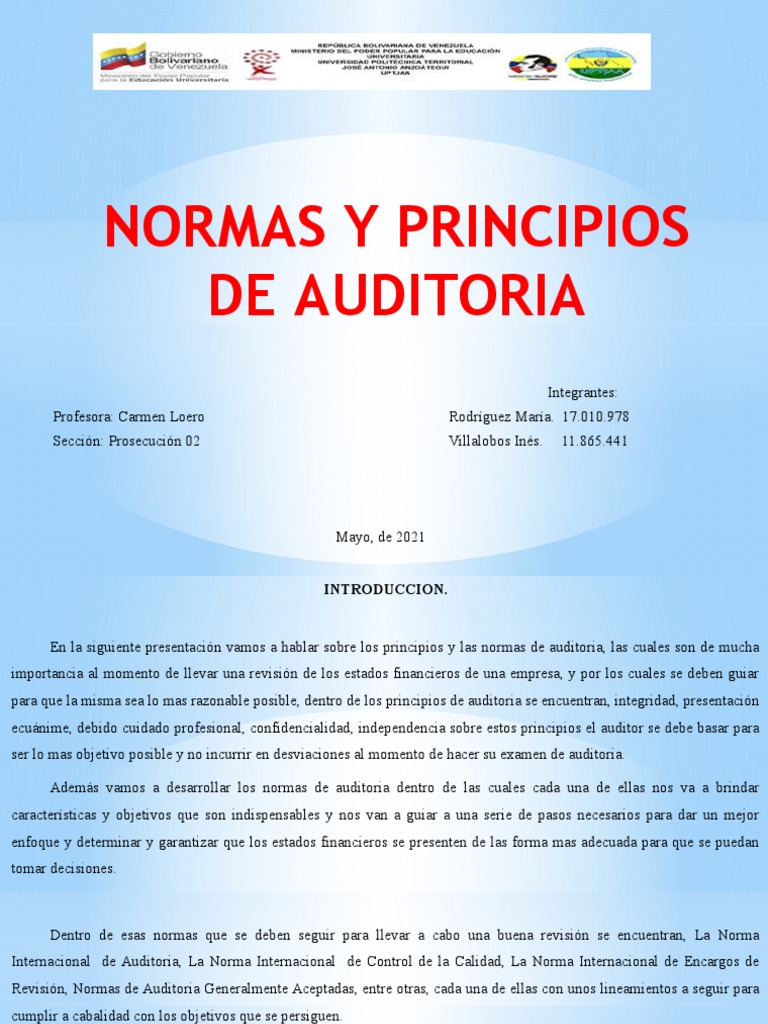 Normas y Principios de Auditoria | PDF | Auditoría | Contralor