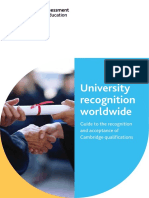 University Recognition Worldwide: Guide To The Recognition and Acceptance of Cambridge Qualifications