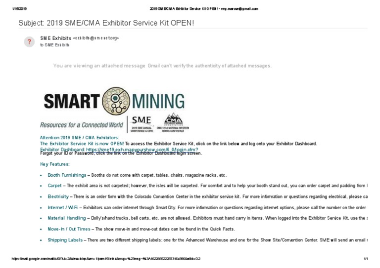 2019 SME CMA Exhibitor Service Kit OPEN! PDF