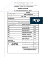 Department of Mechanical Engineering Dynamics Laboratory Laporan Makmal/Laboratory Report