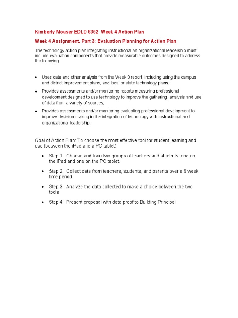 K Mouser For Review EDLD 5352 Week 4 Action Plan | PDF | Tablet ...