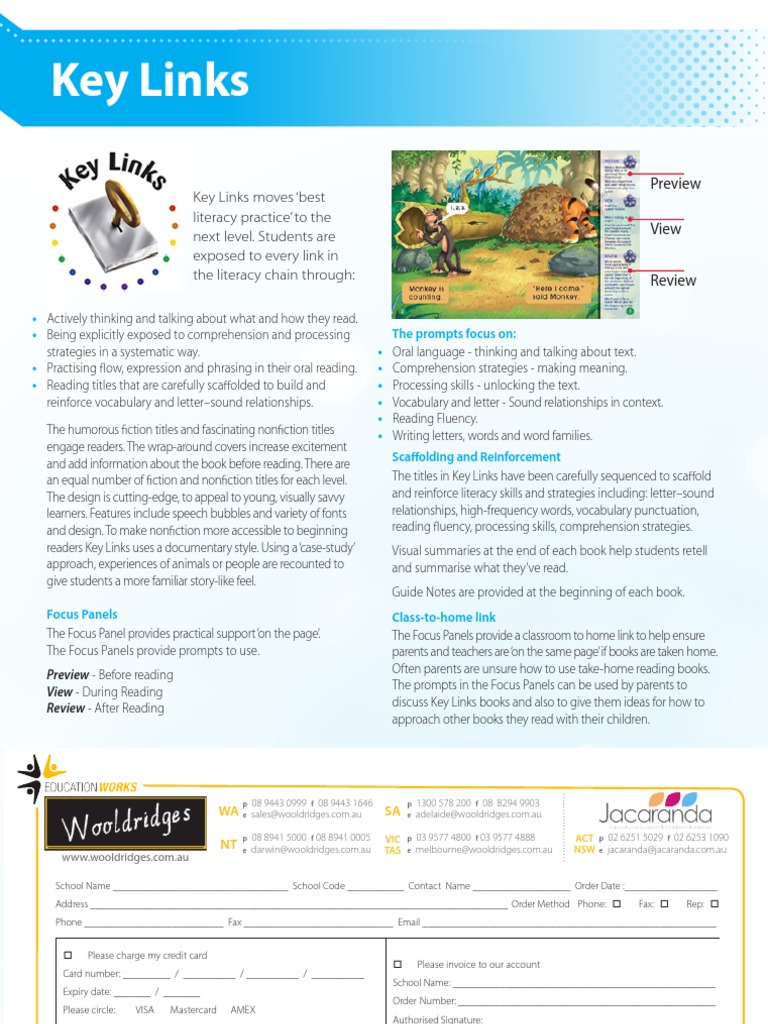 Key Links Literacy Resource Order Form | PDF | Reading Comprehension ...