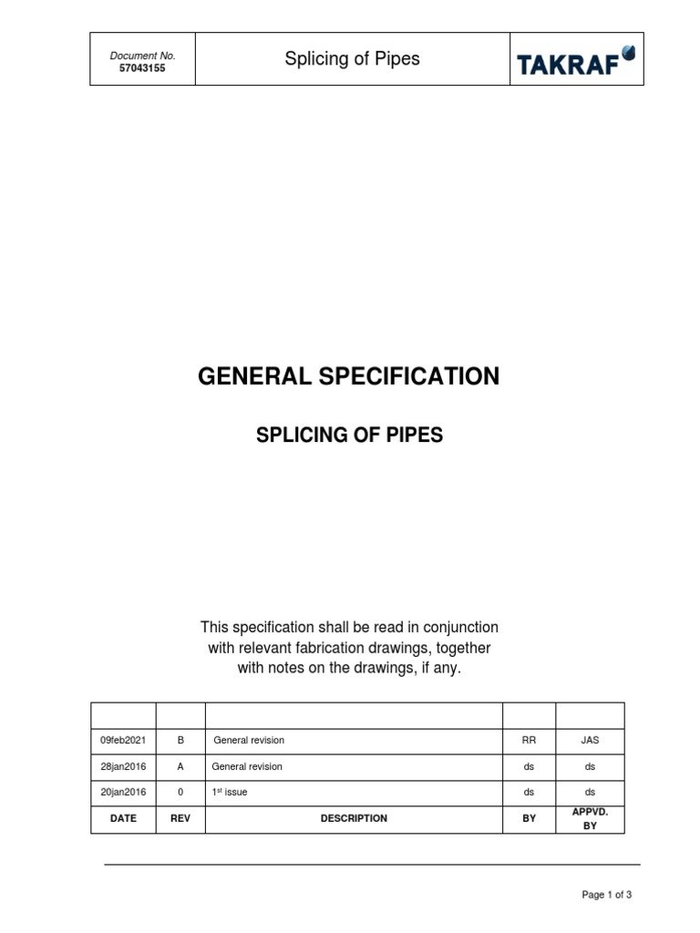 Pipe Splicing Specifications | PDF | Pipe (Fluid Conveyance) | Welding