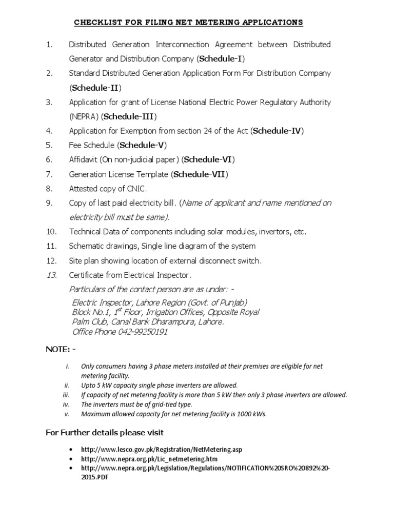 Net Metering Application Checklist | PDF | Finance & Money Management