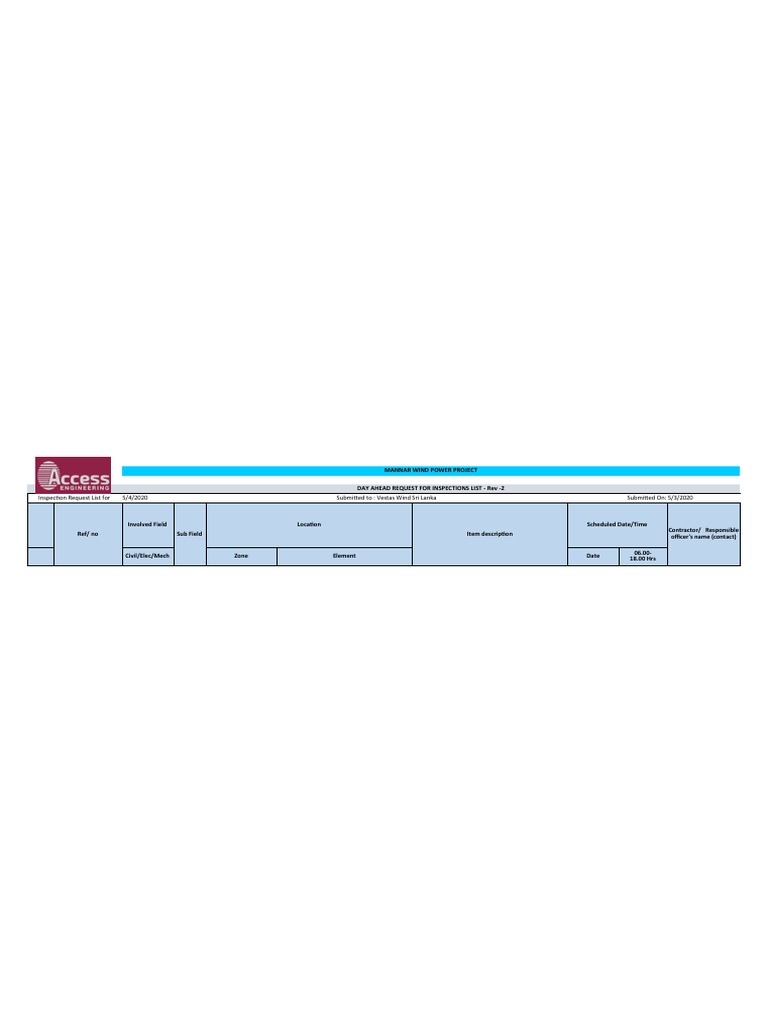 04.05.20 - Revised Inspection Request List - R2 | PDF