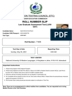 Roll Number Slip: Education Testing Council (Etc)