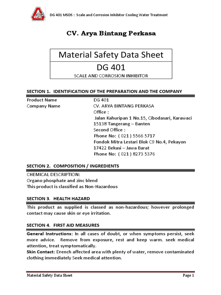 Cooling Water Treatment MSDS PDF Hypothermia Water Treatment