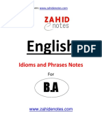 Important Idioms and Phrases Notes For Ba