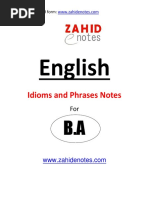 Important Idioms and Phrases Notes For Ba